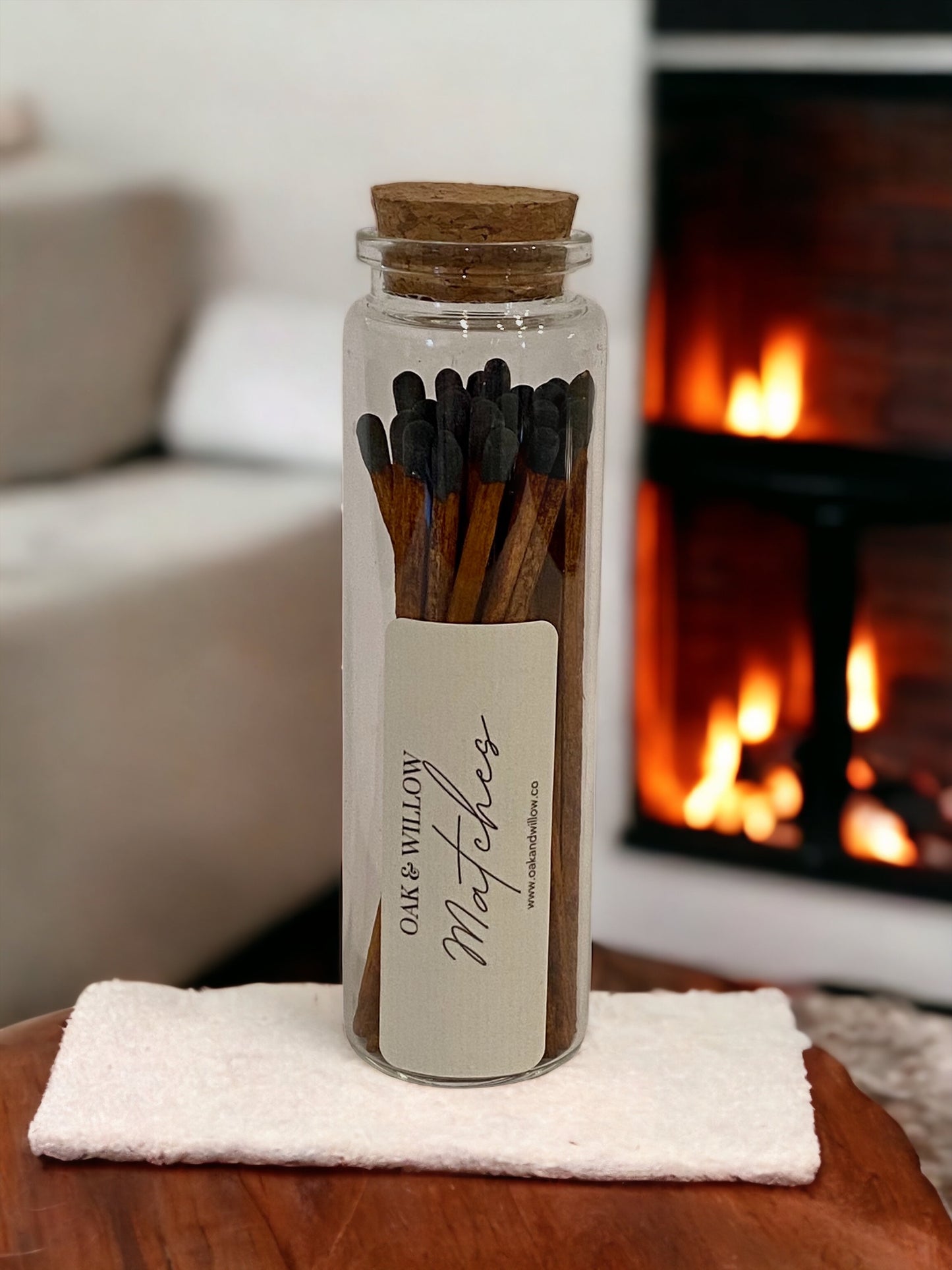 Rustic Cork Top, 25 pc Glass Vial Safety Match Set