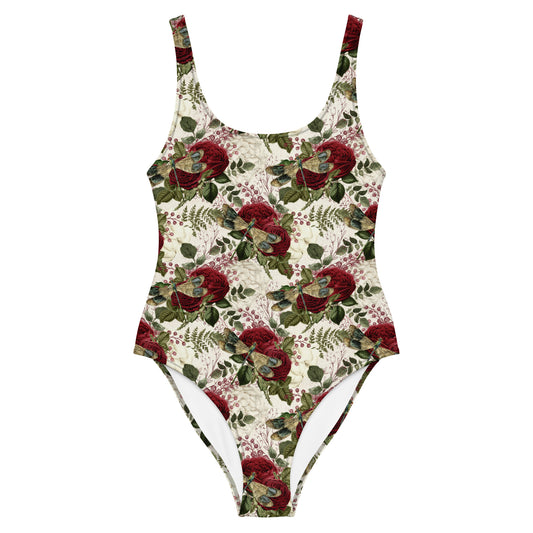 Roses and Dragonflies One-Piece Swimsuit