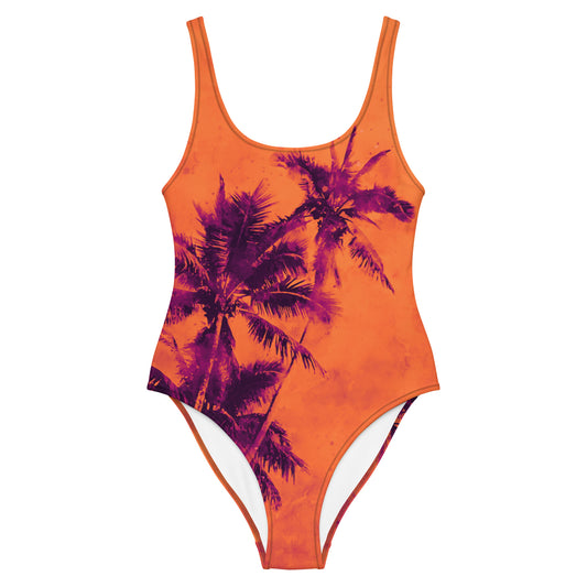 Negative View, California Palm Trees, One-Piece Swimsuit