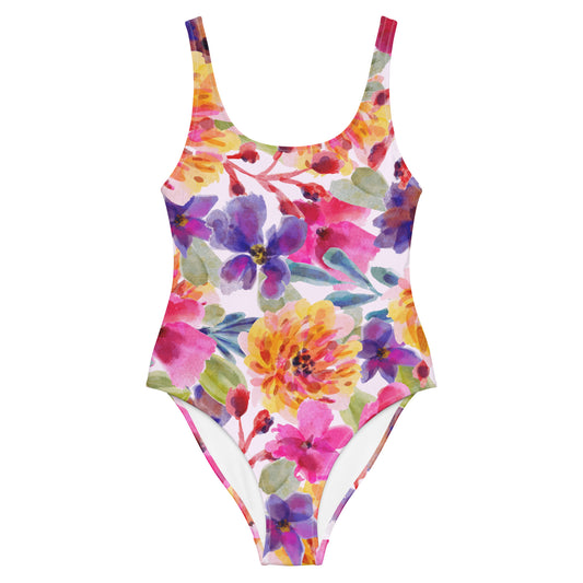 Watercolor Floral One-Piece Swimsuit