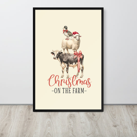 Christmas On The Farm, Vintage Style Christmas, Farmhouse Christmas Fine Art Print