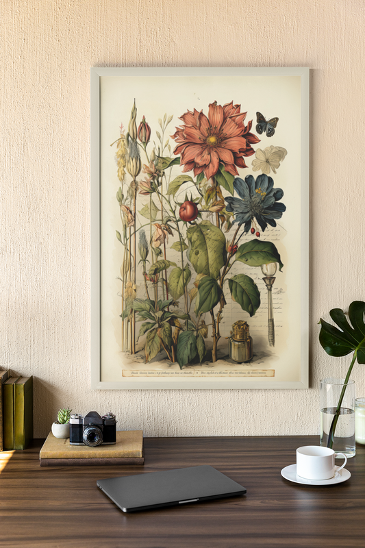 Vintage Botanical, Vintage Floral Illustration, #1 Fine Art Print