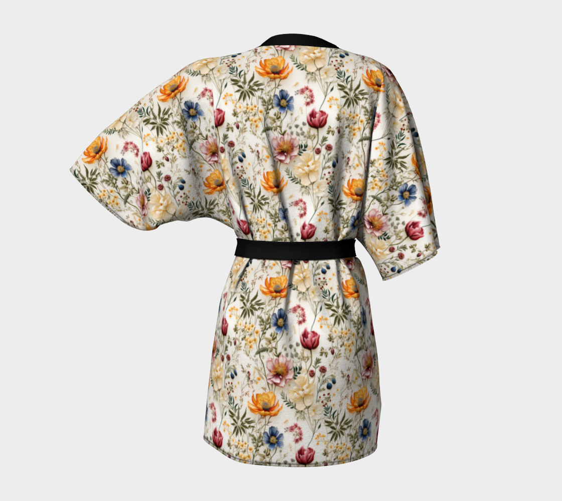 Vibrant Wildflower Fields Kimono Robe
