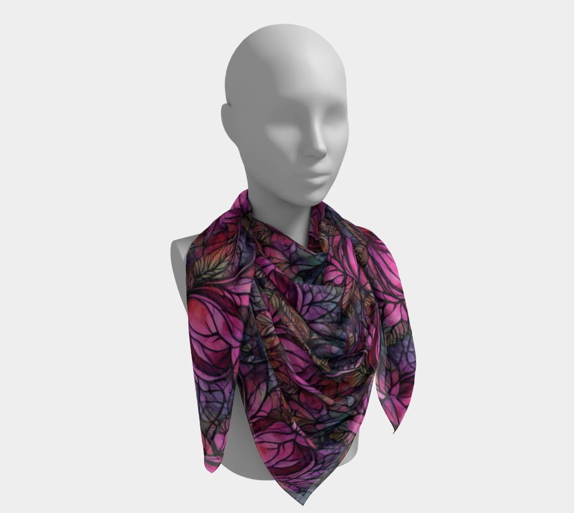 Stained Glass Roses Square Scarf, Luxury Gothic Square Scarf, Silk Habotai, Silk Charmeuse, Silk Modal, Matte Crepe, Poly Chiffon