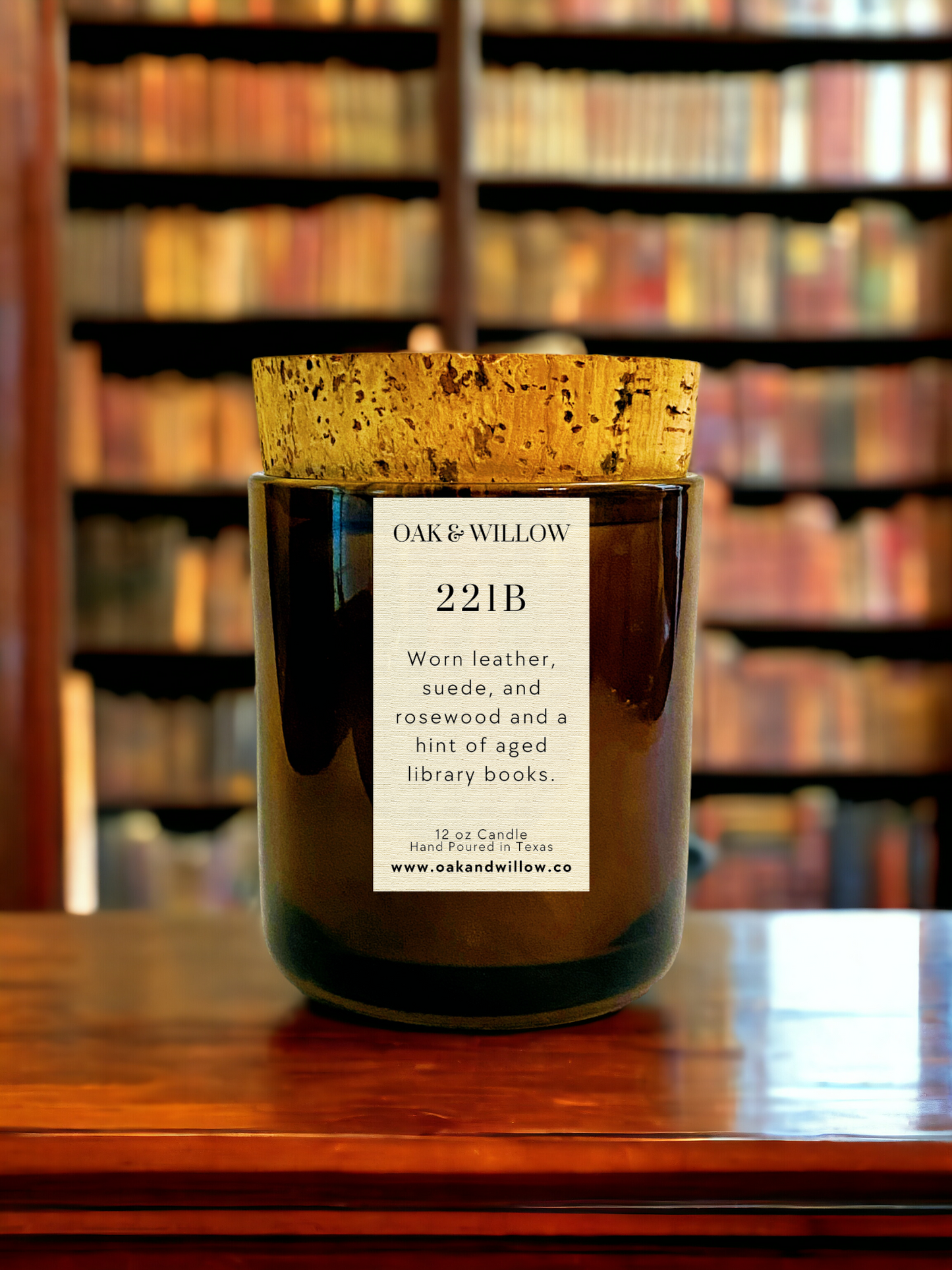 221B - Worn leather, suede, and rosewood and a hint of aged library books. Candle, Body Oil, Perfume, Room Spray