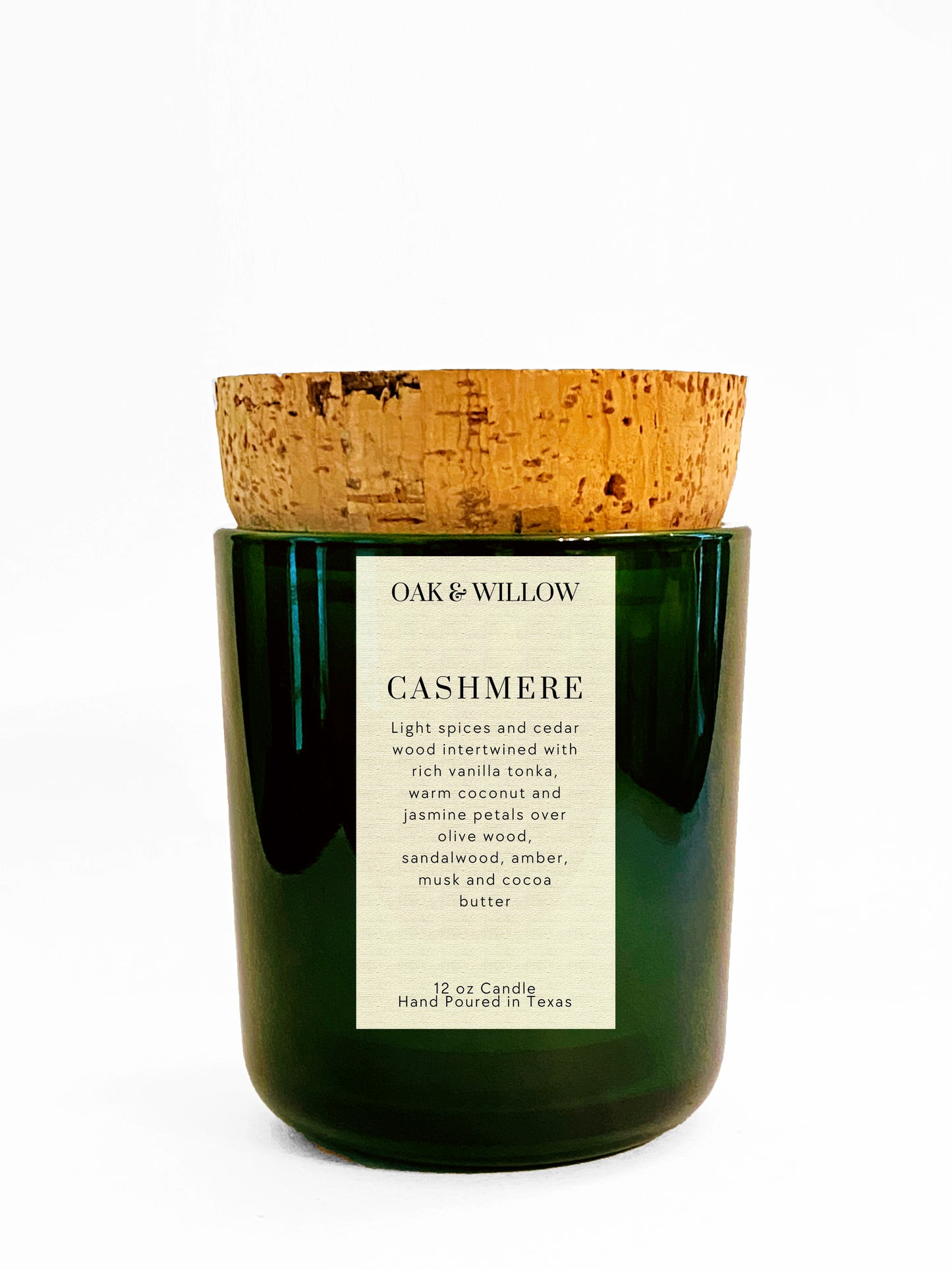 Cashmere 12oz Rustic Translucent Candle - A loving fragrance that comforts and perfectly blends warm, wood and sweet notes.