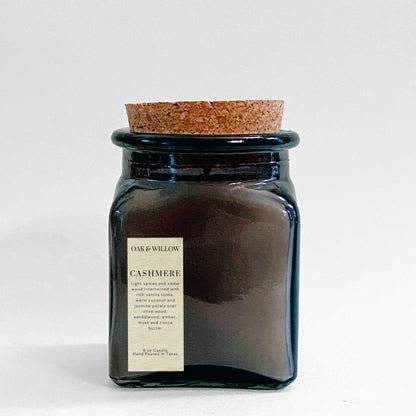 Cashmere 8 oz Rustic Translucent Candle - A loving fragrance that comforts and perfectly blends warm, wood and sweet notes.