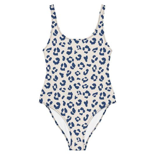 Blue Leopard, Animal Print, One-Piece Swimsuit