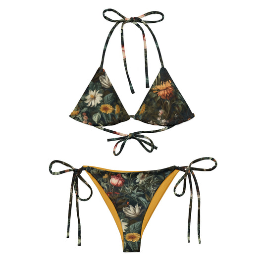 Noir Garden All-over Print Recycled String Bikini