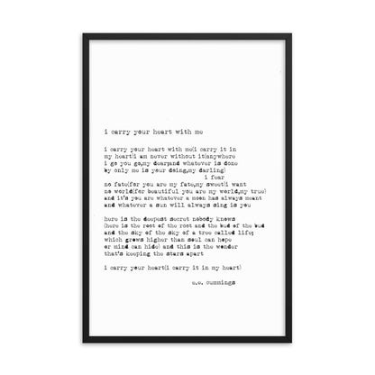 I Carry Your Heart With Me, Poetry, Romantic, Literature, Typewriter Style Fine Art Print