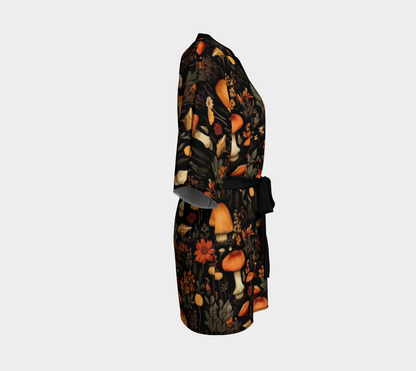 Mushroom Garden Kimono Robe, Silky Knit, Chiffon, Peachskin Jersey, or Silk Twill