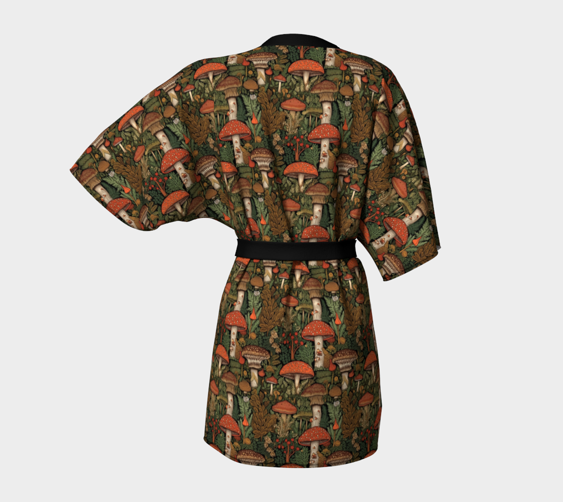 Classic Cottagecore Mushroom Kimono Robe Silky Knit, Chiffon, Peachskin Jersey, or Silk Twill