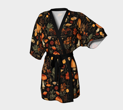 Mushroom Garden Kimono Robe, Silky Knit, Chiffon, Peachskin Jersey, or Silk Twill