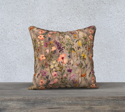 Rustic Wildflowers 18x18 Pillow Case